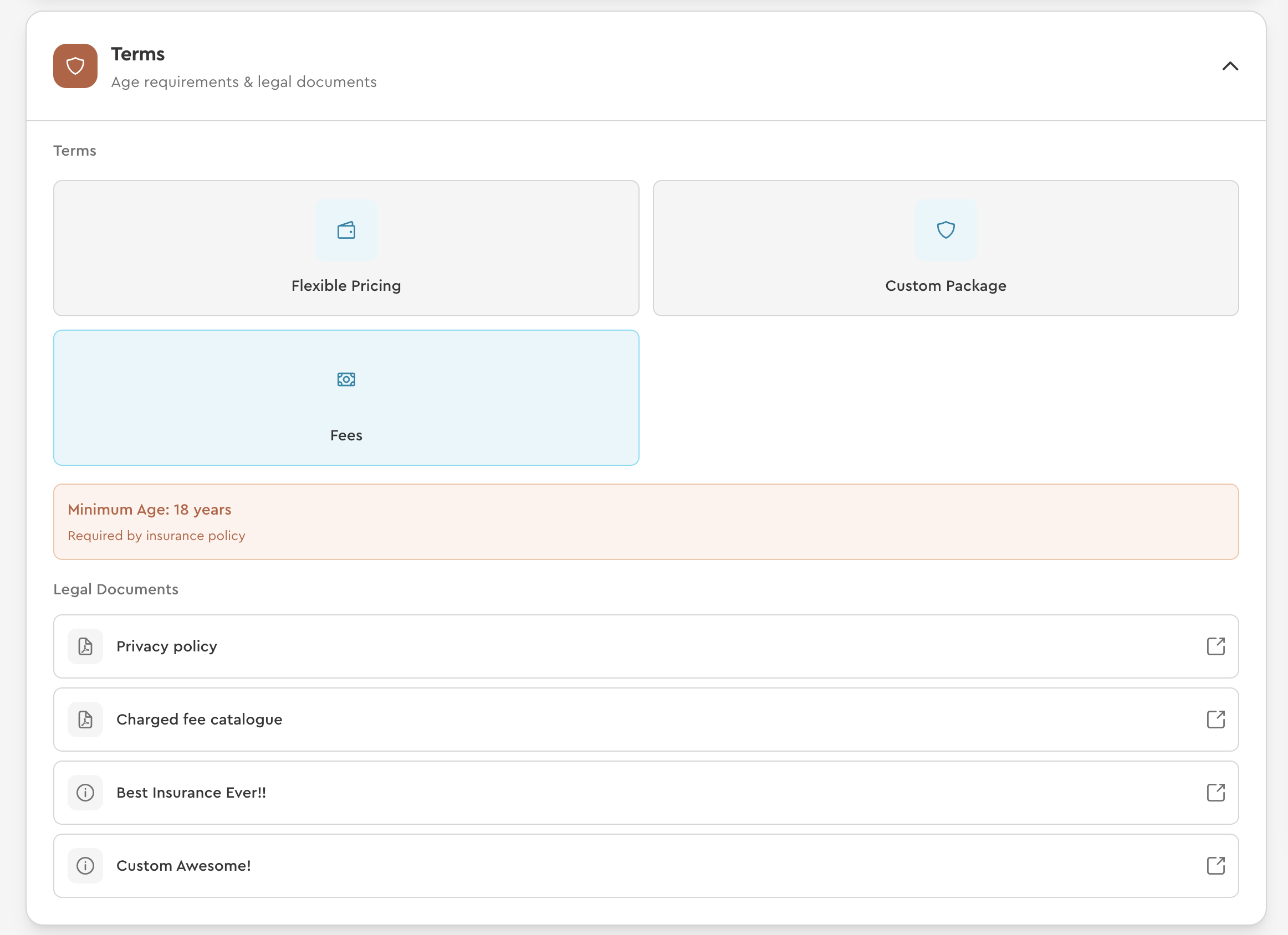 Buchungsbedingungen mit Links