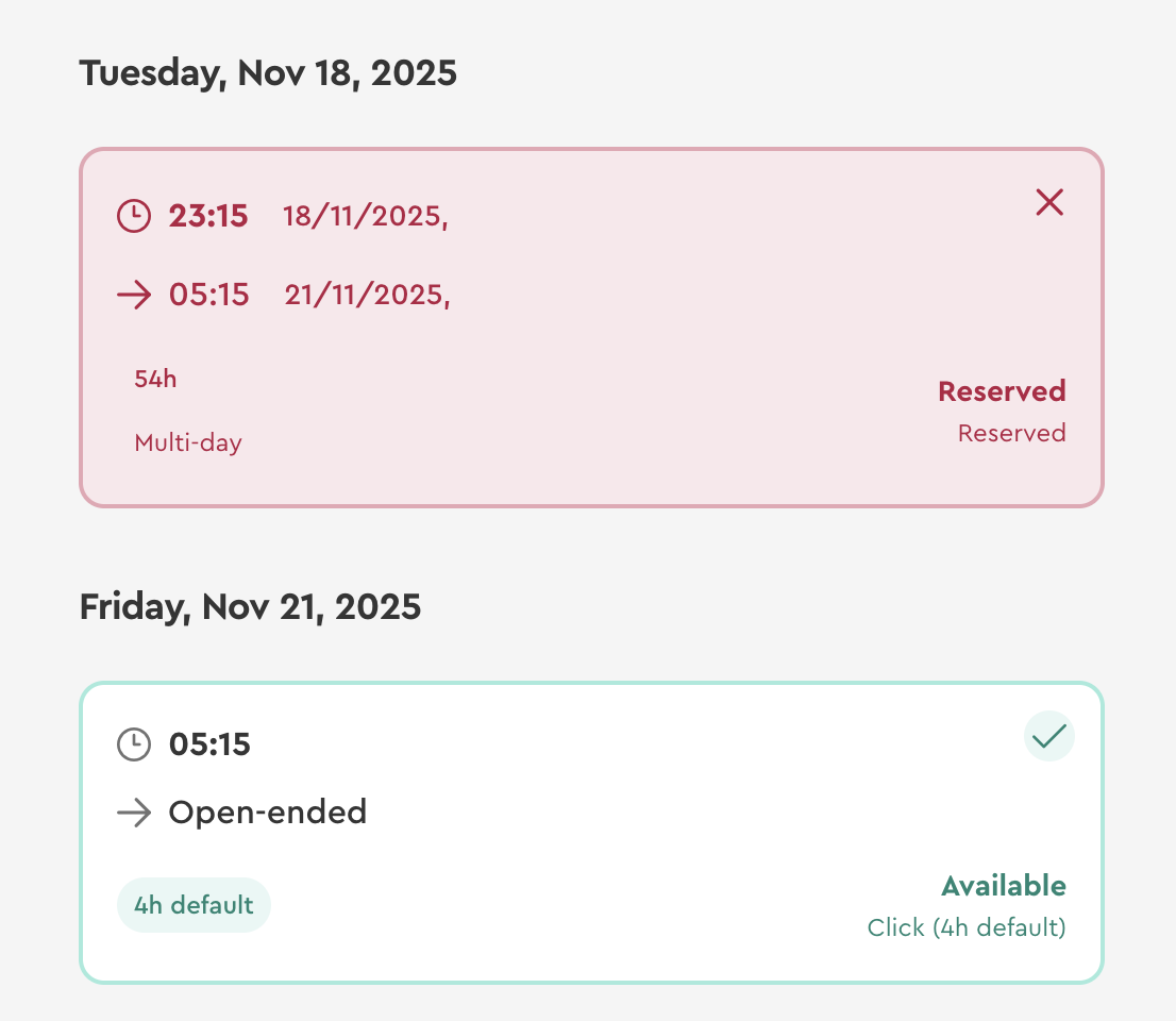 Beispiel für unbefristeten Slot