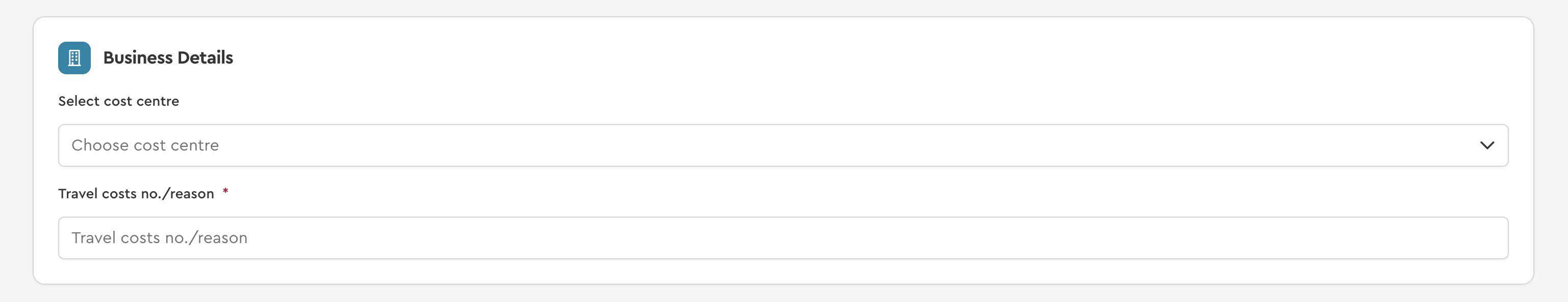 Geschäftsdetails-Bereich