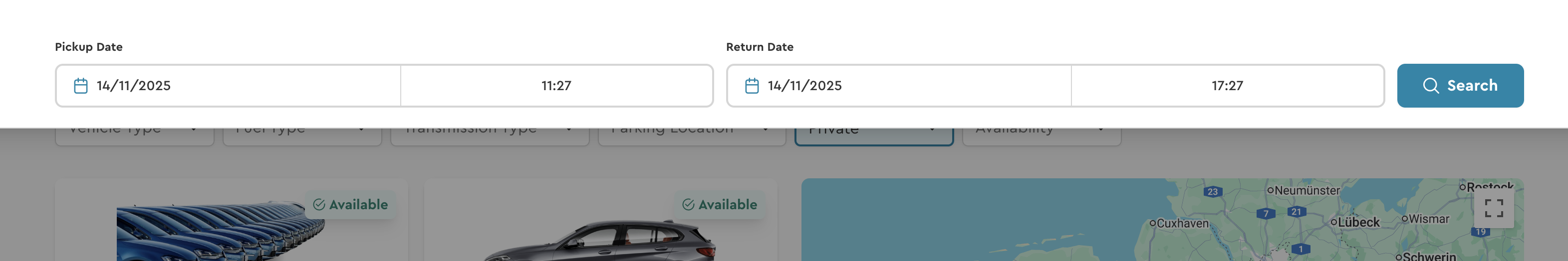 Datumsbereichswähler-Panel