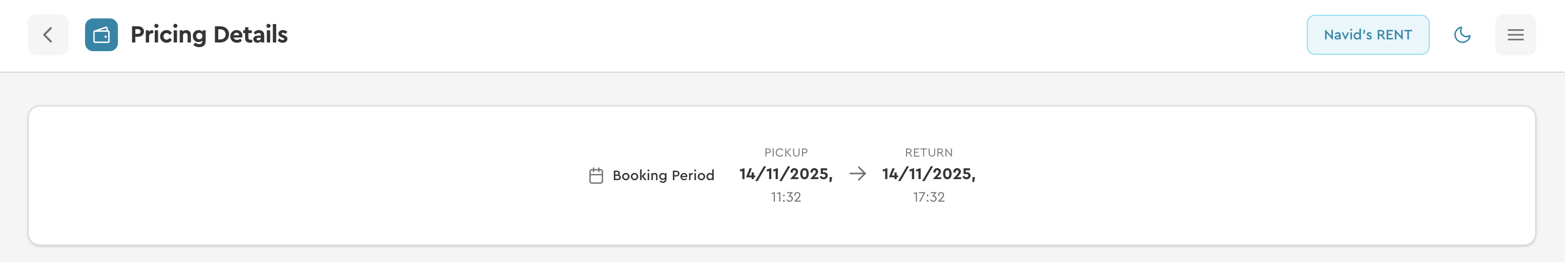 Zeitachse des Buchungszeitraums
