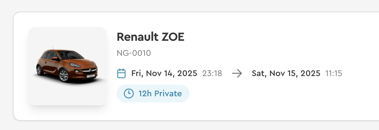 Buchungszusammenfassungskarte