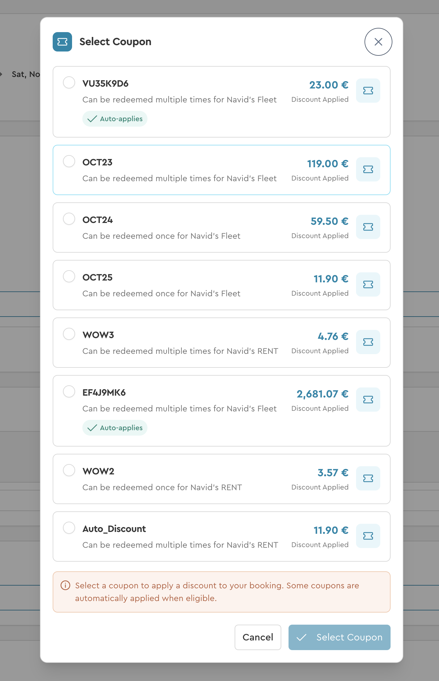 Gutschein-Auswahl-Dialog