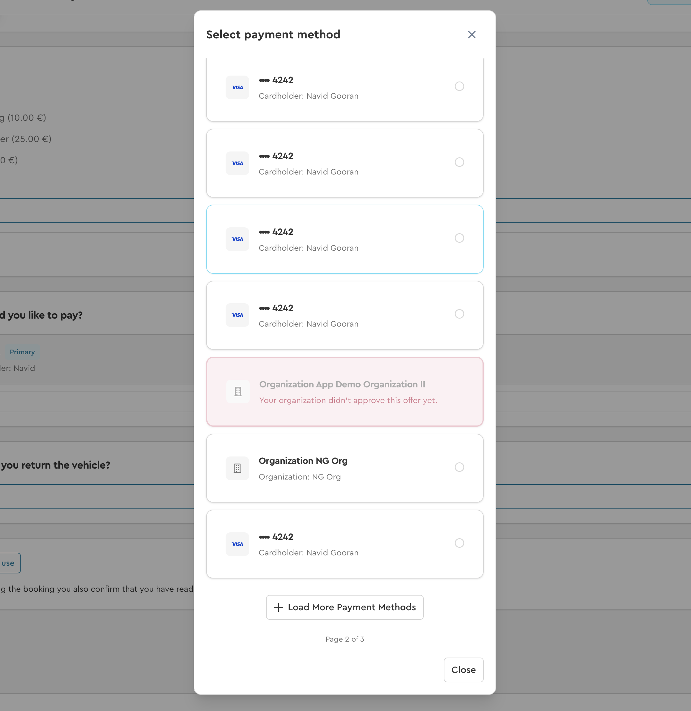 Zahlungsmethoden-Auswahl